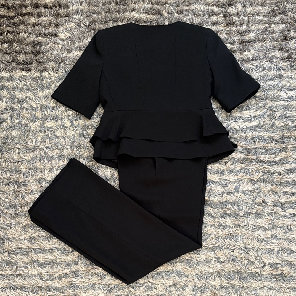 Anne Klein Elegant Black Peplum Pantsuit, Size 0P, Waist 28” - Picture 2 of 14